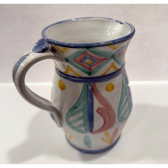 Majolica Pitcher Vase  | Made In Italy Italian | Hand Painted Paster CBB Pottery - Picture 4 of 9